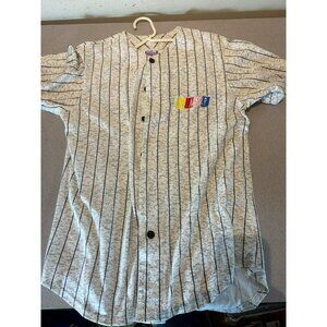Vintage 1990's Nascar Gray Striped Jersey Shirt M Off The Bench USA